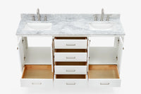 Ariel cambridge 66-67 inch double rectangle sink vanity with  marble countertop with (0.75,1.5)in edge