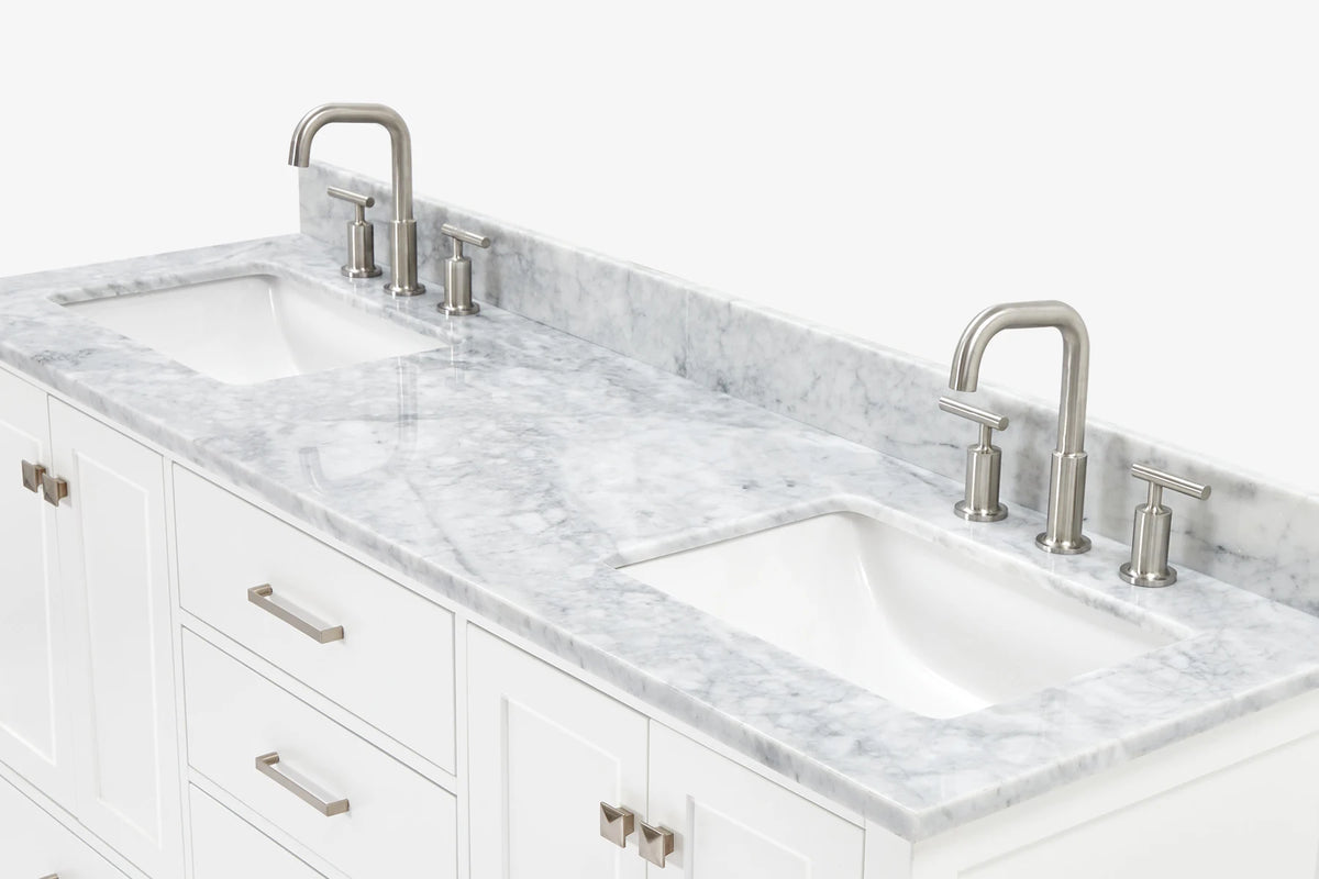 Ariel cambridge 66-67 inch double rectangle sink vanity with  marble countertop with (0.75,1.5)in edge