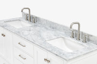 Ariel cambridge 66-67 inch double rectangle sink vanity with  marble countertop with (0.75,1.5)in edge