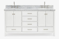 Ariel cambridge 66-67 inch double rectangle sink vanity with  marble countertop with (0.75,1.5)in edge