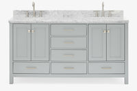 Ariel cambridge (66"&67") in double oval sink bathroom vanity with marble countertop (0.75" & 1.5").
