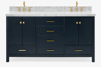 Ariel cambridge (66"&67") in double oval sink bathroom vanity with marble countertop (0.75" & 1.5").