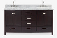 Ariel cambridge 66-67 inch double rectangle sink vanity with  marble countertop with (0.75,1.5)in edge