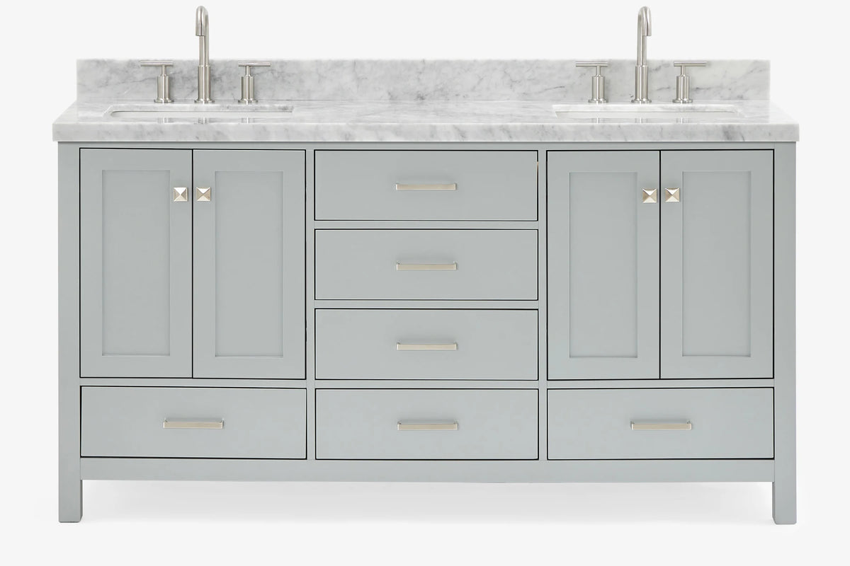 Ariel cambridge 66-67 inch double rectangle sink vanity with  marble countertop with (0.75,1.5)in edge