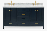 Ariel cambridge 66-67 inch double rectangle sink vanity with  marble countertop with (0.75,1.5)in edge