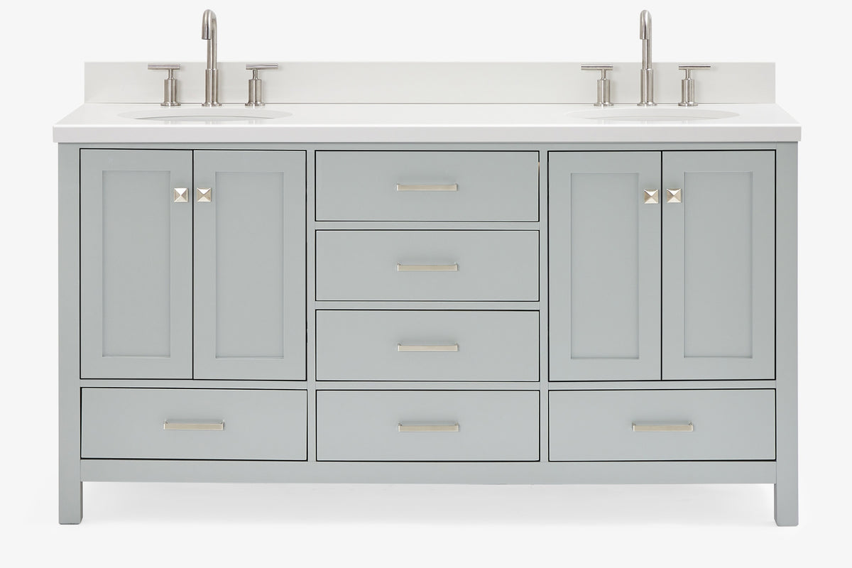 Ariel cambridge (66"&67") in double oval sink bathroom vanity with marble countertop (0.75" & 1.5").