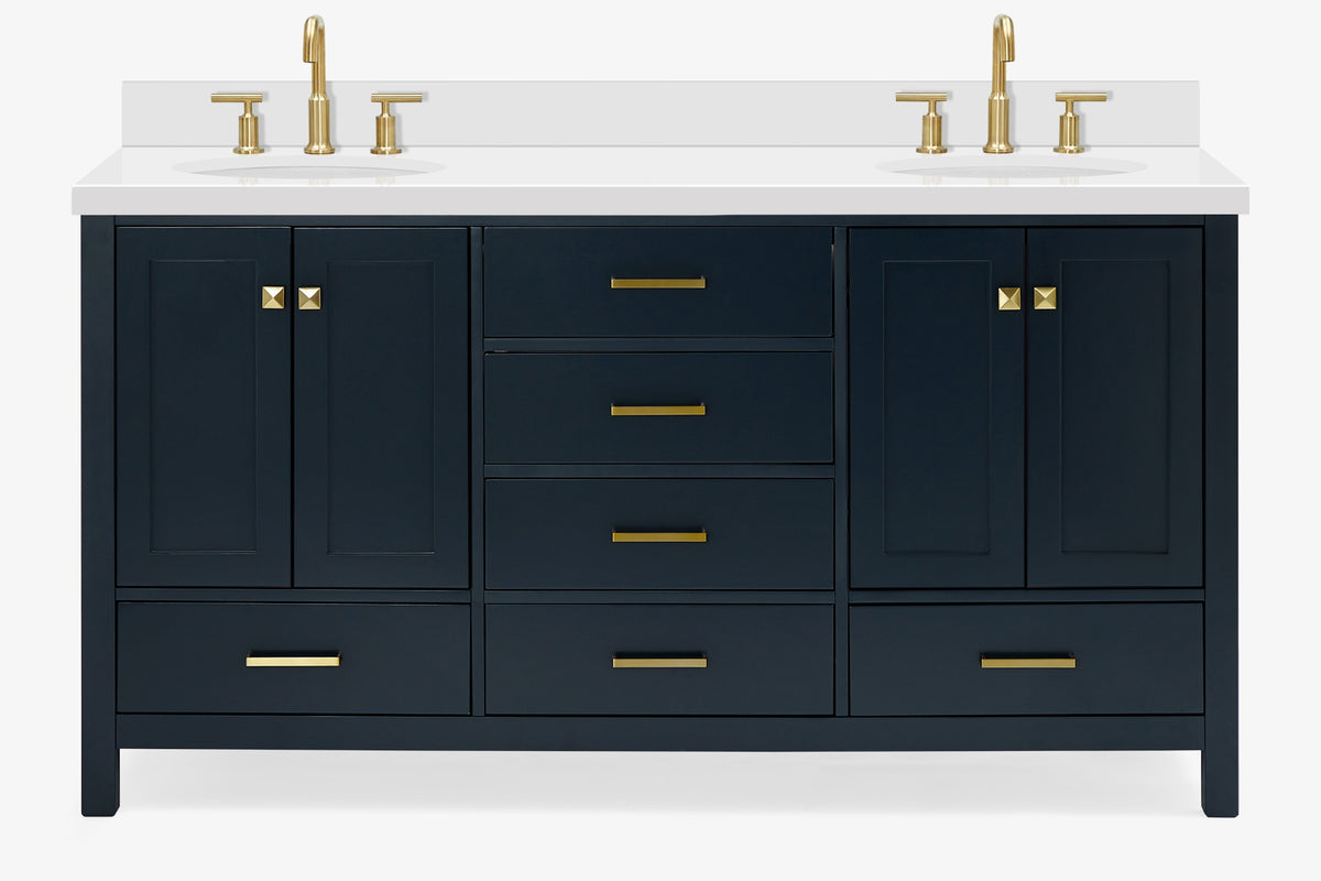 Ariel cambridge (66"&67") in double oval sink bathroom vanity with marble countertop (0.75" & 1.5").