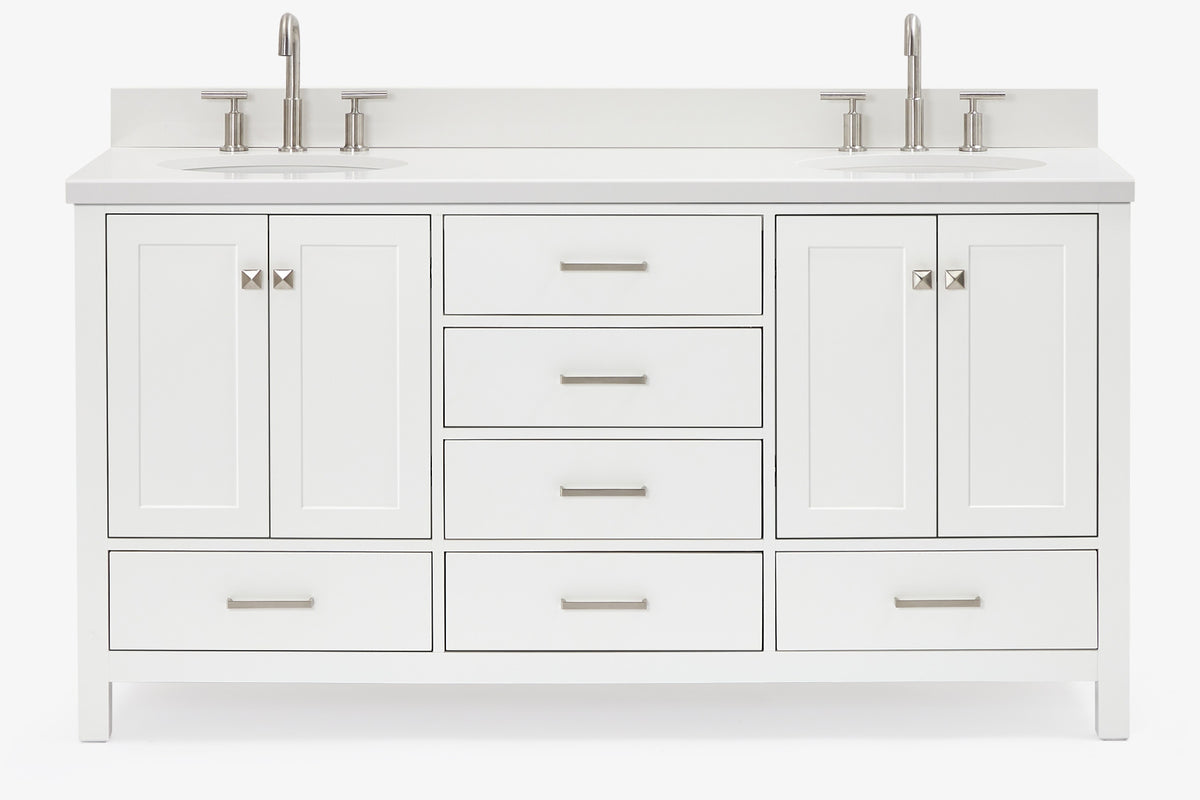 Ariel cambridge (66"&67") in double oval sink bathroom vanity with marble countertop (0.75" & 1.5").