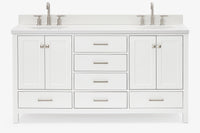 Ariel cambridge (66"&67") in double oval sink bathroom vanity with marble countertop (0.75" & 1.5").