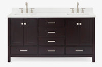 Ariel cambridge 66-67 inch double rectangle sink vanity with  marble countertop with (0.75,1.5)in edge