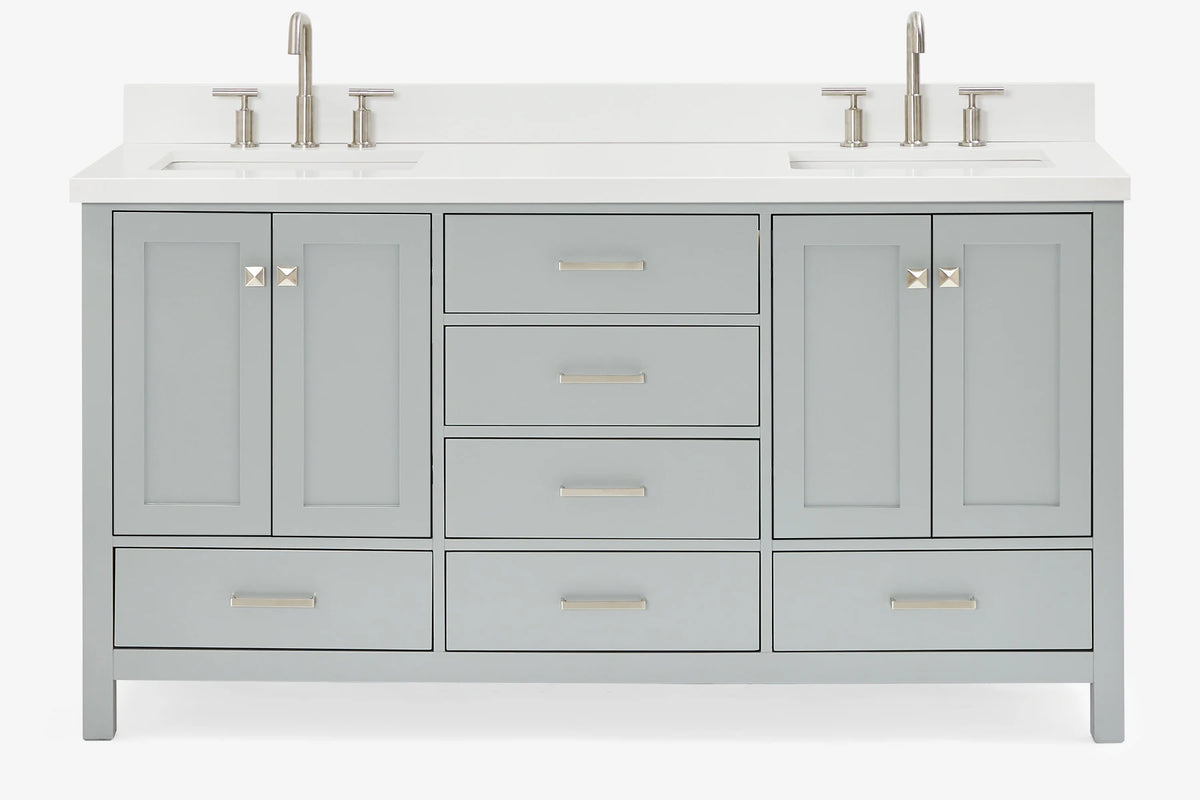 Ariel cambridge 66-67 inch double rectangle sink vanity with  marble countertop with (0.75,1.5)in edge