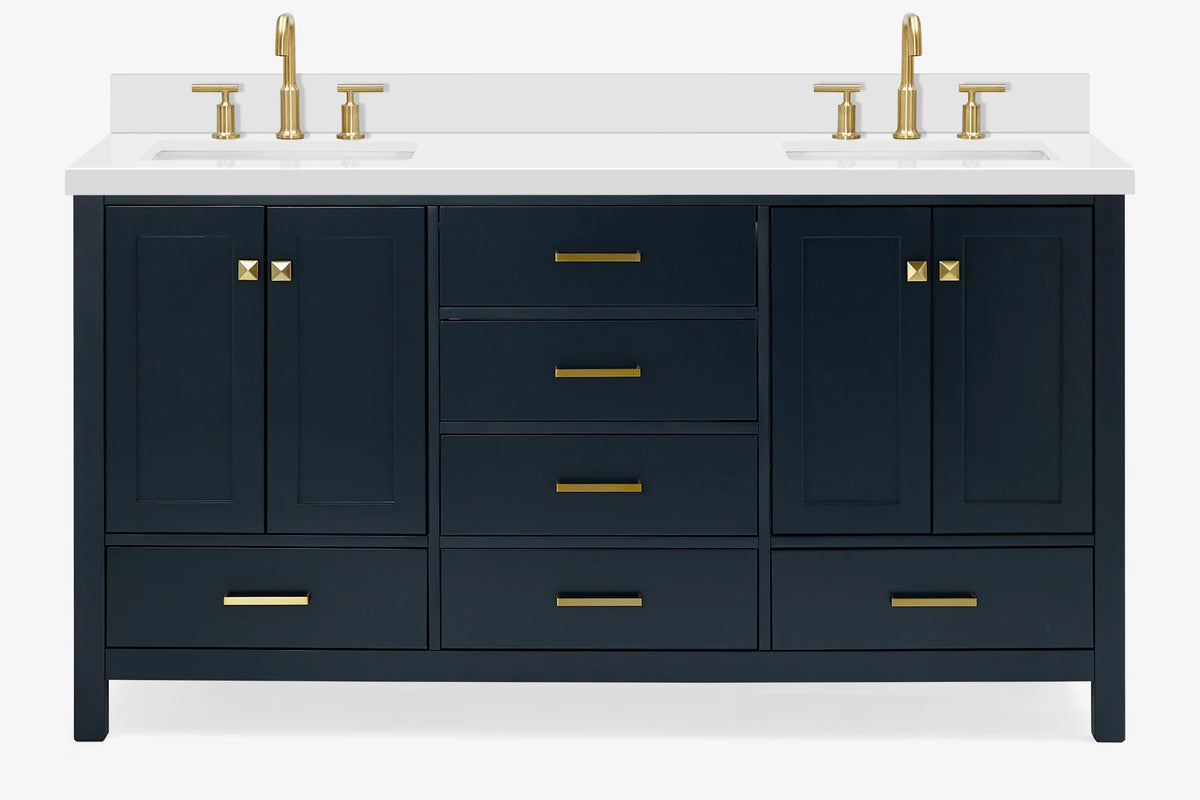 Ariel cambridge 66-67 inch double rectangle sink vanity with  marble countertop with (0.75,1.5)in edge