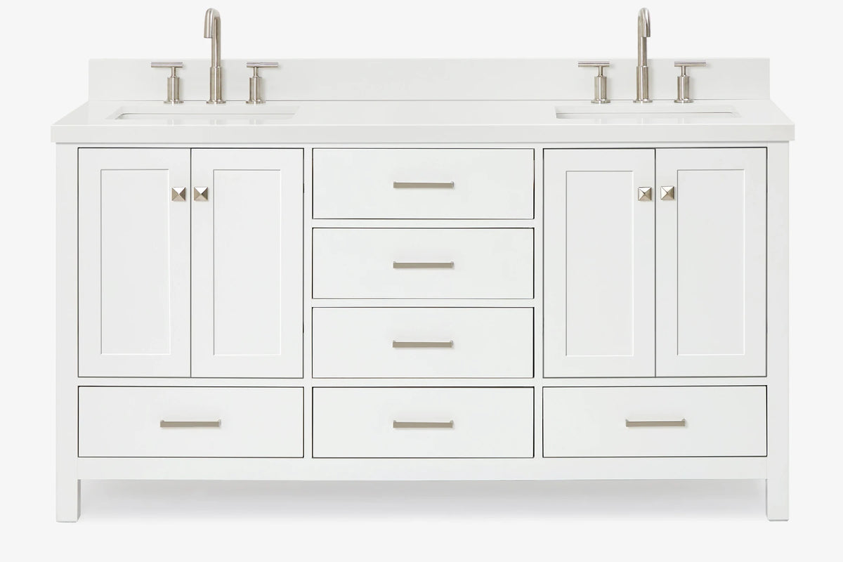 Ariel cambridge 66-67 inch double rectangle sink vanity with  marble countertop with (0.75,1.5)in edge