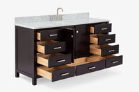 Ariel Cambridge (66" & 67") in single oval sink vanity with marble countertop (0.75" & 1.5").