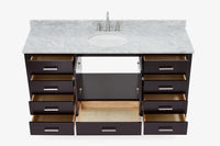 Ariel Cambridge (66" & 67") in single oval sink vanity with marble countertop (0.75" & 1.5").