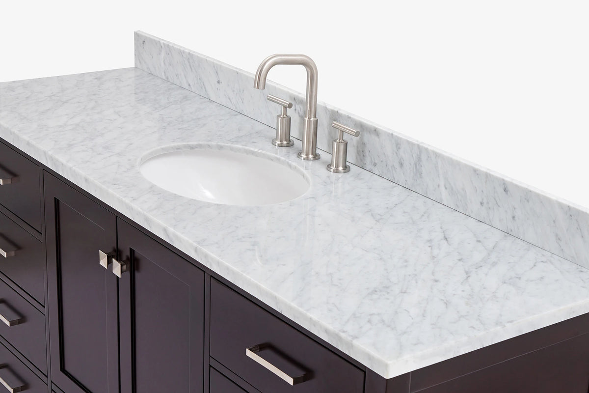 Ariel Cambridge (66" & 67") in single oval sink vanity with marble countertop (0.75" & 1.5").