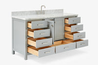 Ariel Cambridge (66" & 67") in single oval sink vanity with marble countertop (0.75" & 1.5").