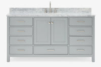 Ariel Cambridge (66" & 67") in single oval sink vanity with marble countertop (0.75" & 1.5").