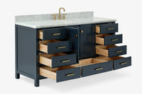 Ariel Cambridge (66" & 67") in single oval sink vanity with marble countertop (0.75" & 1.5").