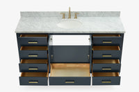 Ariel Cambridge (66" & 67") in single oval sink vanity with marble countertop (0.75" & 1.5").