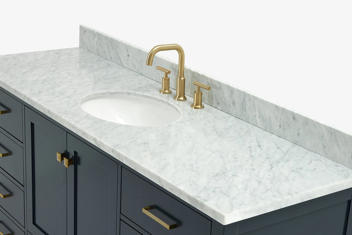 Ariel Cambridge (66" & 67") in single oval sink vanity with marble countertop (0.75" & 1.5").