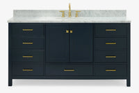 Ariel Cambridge (66" & 67") in single oval sink vanity with marble countertop (0.75" & 1.5").