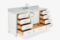 Ariel Cambridge (66" & 67") in single oval sink vanity with marble countertop (0.75" & 1.5").