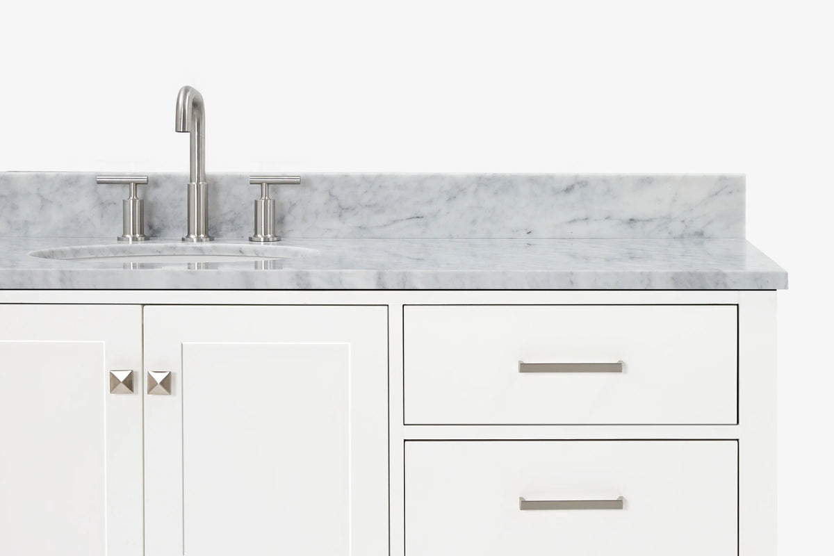 Ariel Cambridge (66" & 67") in single oval sink vanity with marble countertop (0.75" & 1.5").