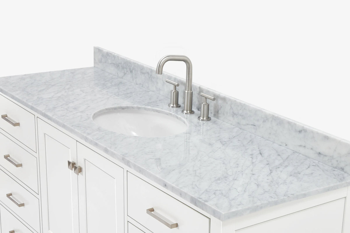 Ariel Cambridge (66" & 67") in single oval sink vanity with marble countertop (0.75" & 1.5").