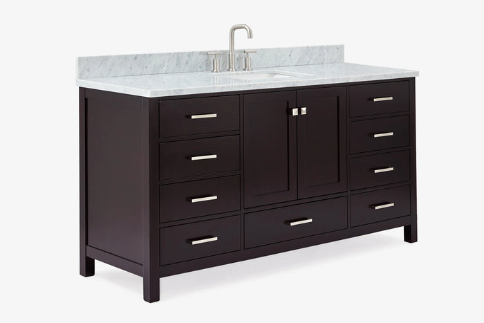 Ariel cambridge 66-67 inch single rectangle sink vanity with countertop with (0.75,1.5)in edge