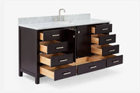 Ariel cambridge 66-67 inch single rectangle sink vanity with countertop with (0.75,1.5)in edge