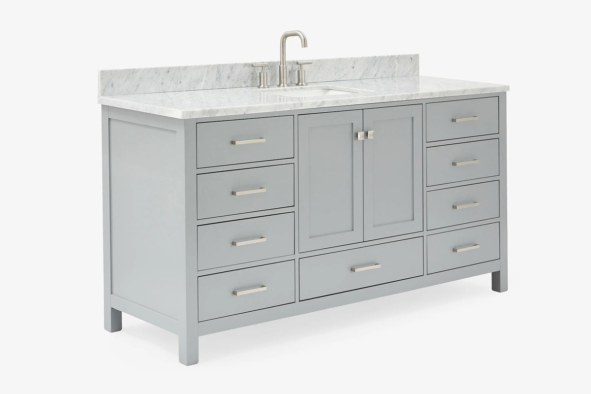 Ariel cambridge 66-67 inch single rectangle sink vanity with countertop with (0.75,1.5)in edge