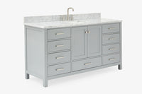 Ariel cambridge 66-67 inch single rectangle sink vanity with countertop with (0.75,1.5)in edge