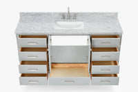 Ariel cambridge 66-67 inch single rectangle sink vanity with countertop with (0.75,1.5)in edge