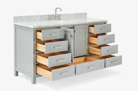 Ariel cambridge 66-67 inch single rectangle sink vanity with countertop with (0.75,1.5)in edge