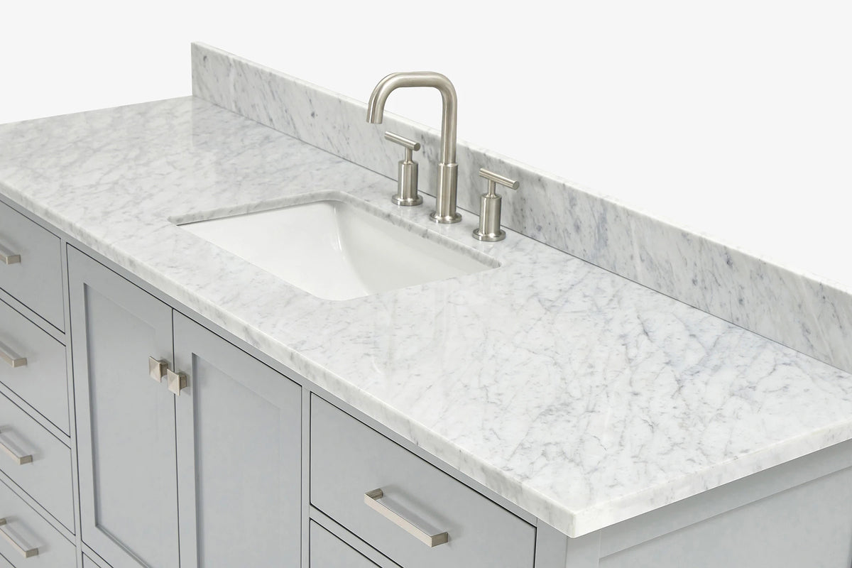 Ariel cambridge 66-67 inch single rectangle sink vanity with countertop with (0.75,1.5)in edge