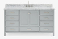 Ariel cambridge 66-67 inch single rectangle sink vanity with countertop with (0.75,1.5)in edge