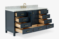 Ariel cambridge 66-67 inch single rectangle sink vanity with countertop with (0.75,1.5)in edge