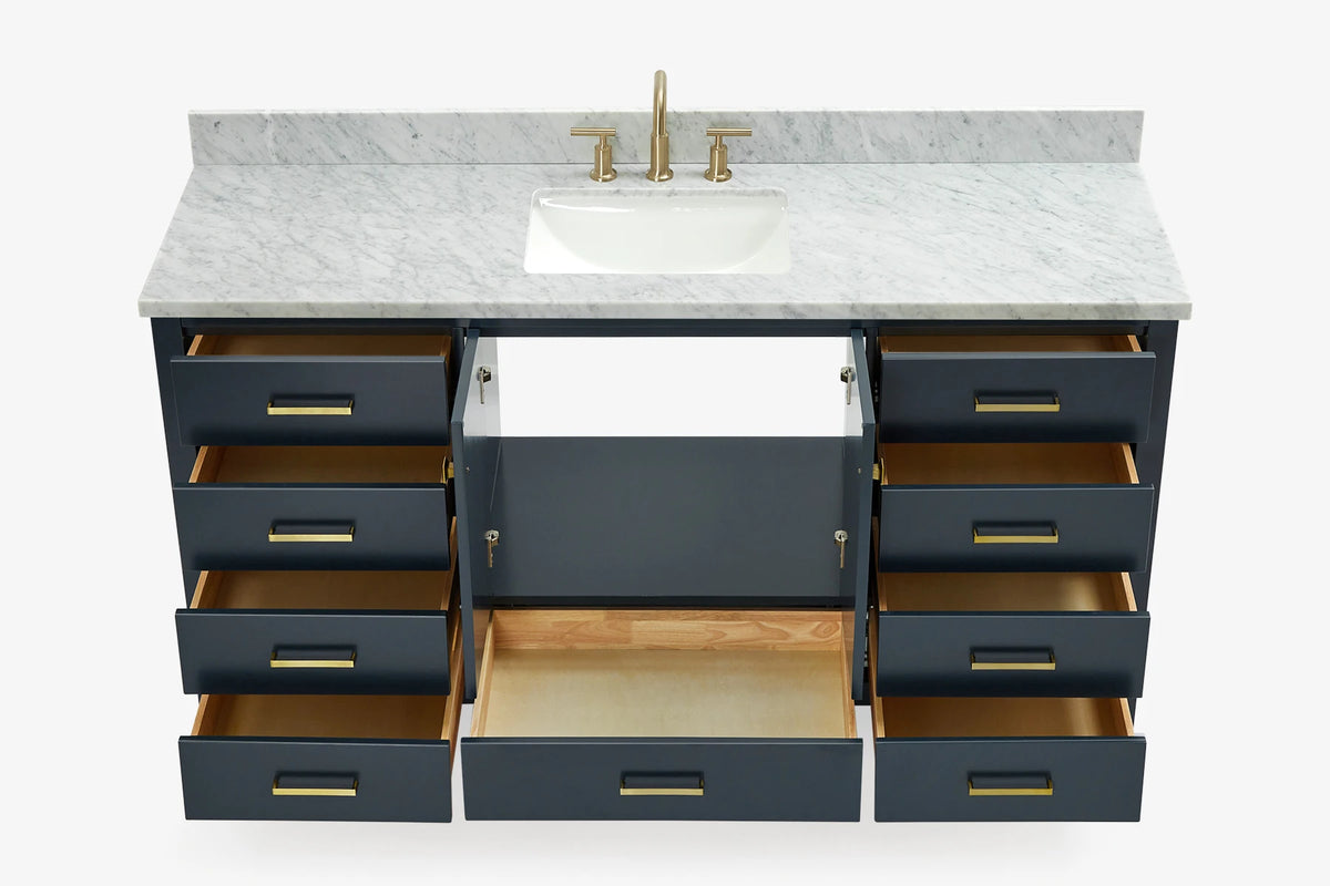 Ariel cambridge 66-67 inch single rectangle sink vanity with countertop with (0.75,1.5)in edge