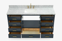 Ariel cambridge 66-67 inch single rectangle sink vanity with countertop with (0.75,1.5)in edge