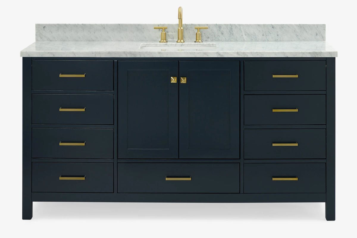 Ariel cambridge 66-67 inch single rectangle sink vanity with countertop with (0.75,1.5)in edge