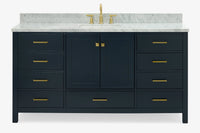 Ariel cambridge 66-67 inch single rectangle sink vanity with countertop with (0.75,1.5)in edge