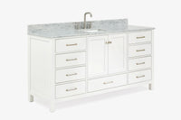 Ariel cambridge 66-67 inch single rectangle sink vanity with countertop with (0.75,1.5)in edge