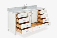 Ariel cambridge 66-67 inch single rectangle sink vanity with countertop with (0.75,1.5)in edge
