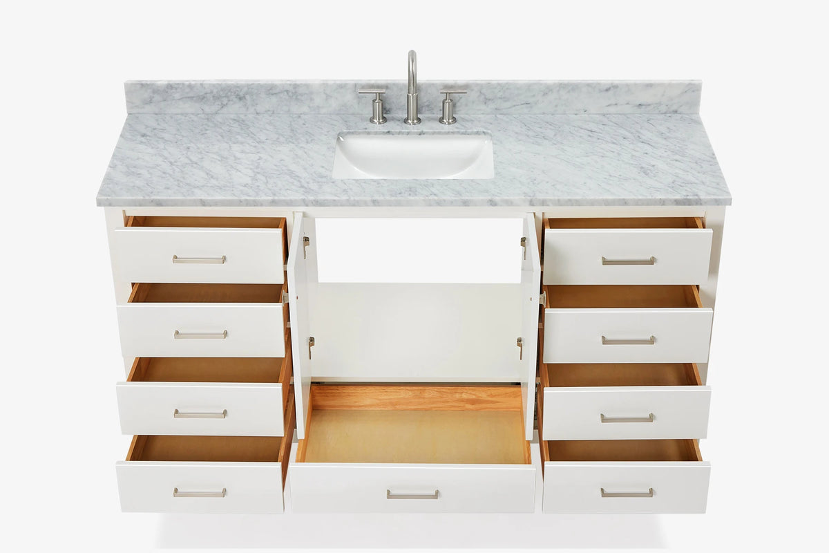 Ariel cambridge 66-67 inch single rectangle sink vanity with countertop with (0.75,1.5)in edge
