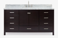 Ariel cambridge 66-67 inch single rectangle sink vanity with countertop with (0.75,1.5)in edge