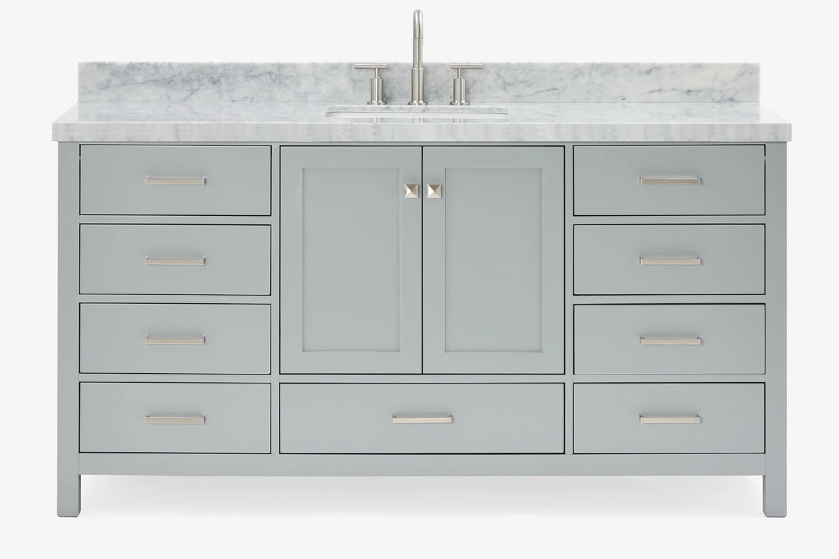 Ariel cambridge 66-67 inch single rectangle sink vanity with countertop with (0.75,1.5)in edge