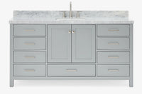Ariel cambridge 66-67 inch single rectangle sink vanity with countertop with (0.75,1.5)in edge