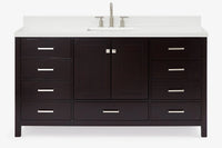 Ariel cambridge 66-67 inch single rectangle sink vanity with countertop with (0.75,1.5)in edge