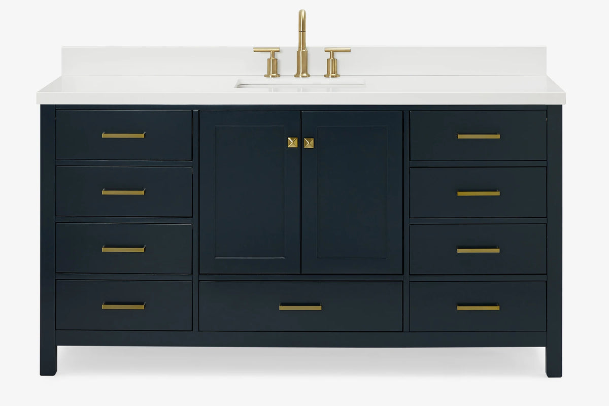 Ariel cambridge 66-67 inch single rectangle sink vanity with countertop with (0.75,1.5)in edge